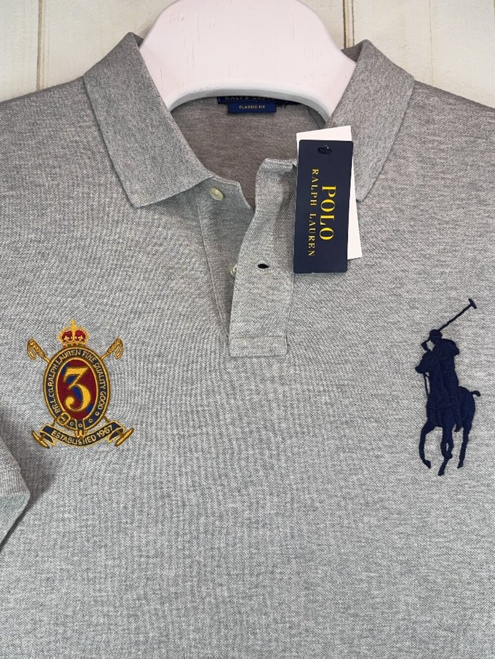 Polo Ralph Lauren Big Pony Crest Polo Shirt Mens 2XL Gray Classic Fit